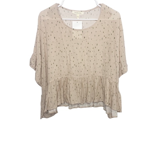 Grade&Gather boho peplum cropped oversized top NWT cream d - Picture 2 of 5